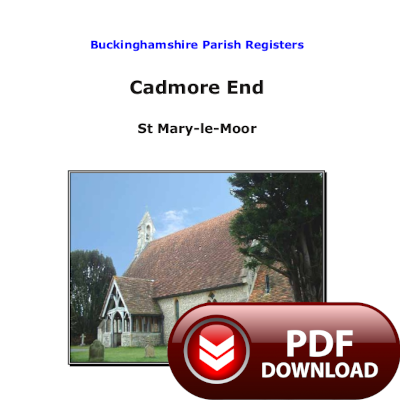Buckinghamshire, Cadmore End Parish Registers - PDF Format