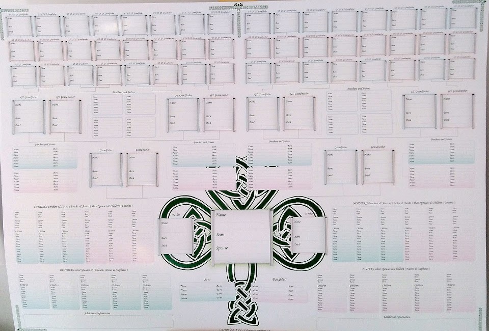 Large A1 size Celtic Family tree Chart 